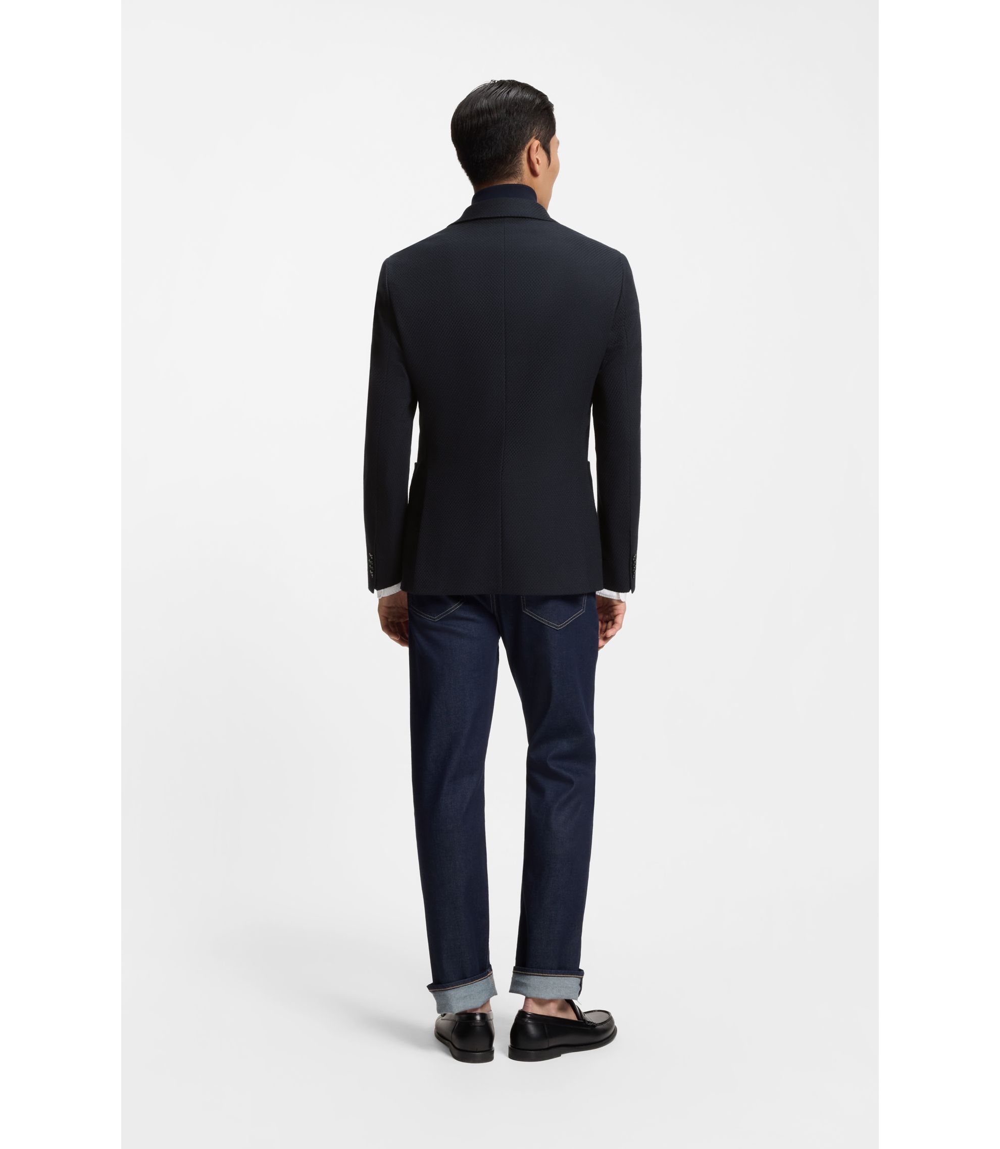 BOSS - Slim-fit jacket with integrated vest - Dark Blue