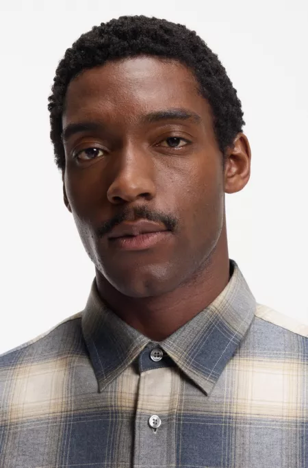 Checked relaxed-fit shirt in cotton flannel