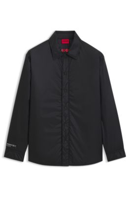 Oversized-fit overshirt in ripstop fabric, Black