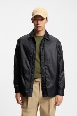 Oversized-fit overshirt in ripstop fabric, Black