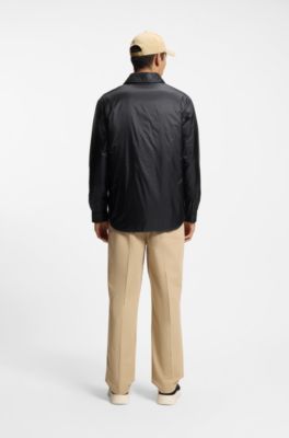 Oversized-fit overshirt in ripstop fabric, Black