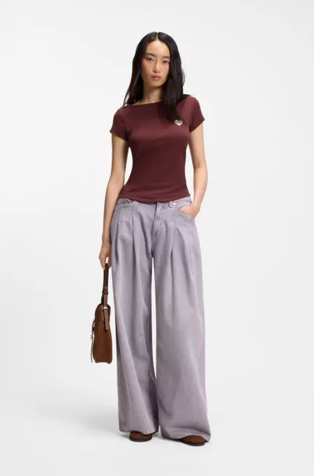 Stretch-cotton slim-fit T-shirt with artwork