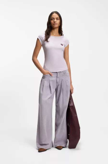 Stretch-cotton slim-fit T-shirt with artwork