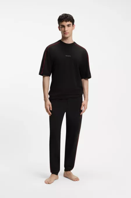 Contrast-piping T-shirt in stretch cotton