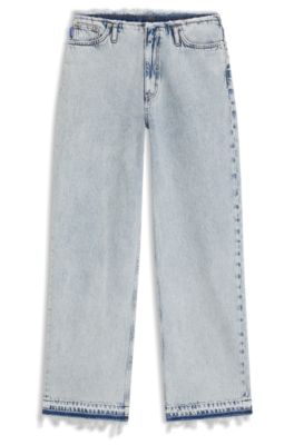 Azure-blue loose-fit jeans in rigid denim, Light Blue