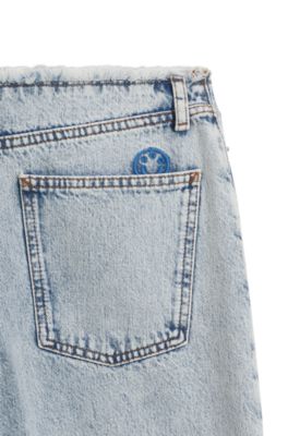 Jeans loose fit en denim r&iacute;gido azul claro, Celeste