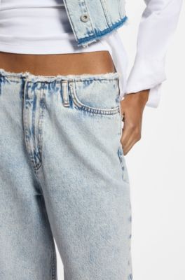 Jeans loose fit en denim r&iacute;gido azul claro, Celeste