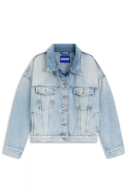 Boxy-fit jacket in blue rigid denim