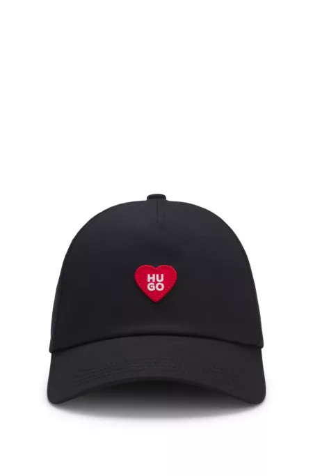 Cotton-twill cap with heart branding