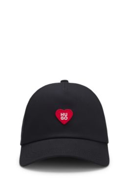 Cotton-twill cap with heart branding, Black
