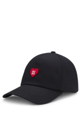 Cotton-twill cap with heart branding, Black