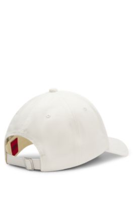 Cotton-twill cap with heart branding, White
