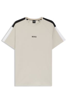 Camiseta de pijama de algod&oacute;n con dise&ntilde;o de bloques de color, Gris claro