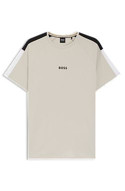 Cotton-blend pajama T-shirt with color-blocking