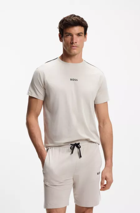 Cotton-blend pajama T-shirt with color-blocking