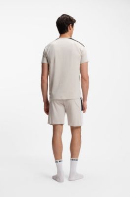 T-shirt de pyjama color block en coton m&eacute;lang&eacute;, Gris chin&eacute;