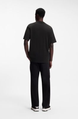 Embroidered-logo T-shirt in cotton jersey, Black