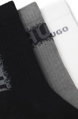 Lot de trois paires de chaussettes courtes en coton m&eacute;lang&eacute;, Fantaisie