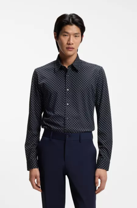 Printed slim-fit shirt in a cotton blend