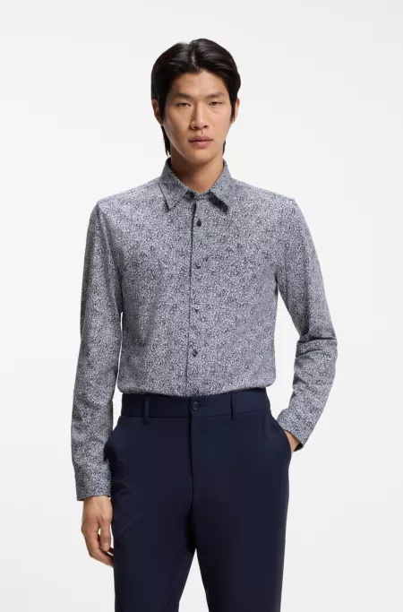 Printed slim-fit shirt in a cotton blend