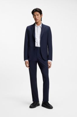 Printed slim-fit shirt in a cotton blend, Light Purple