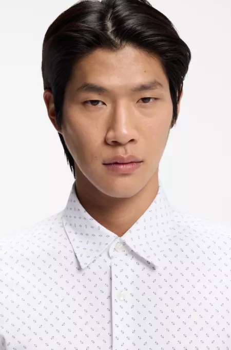 Printed slim-fit shirt in a cotton blend