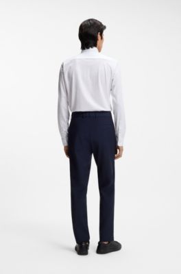 Printed slim-fit shirt in a cotton blend, Light Purple