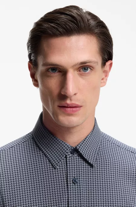 Slim-fit shirt in Italian-made performance-stretch jersey