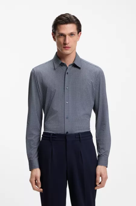 Slim-fit shirt in Italian-made performance-stretch jersey