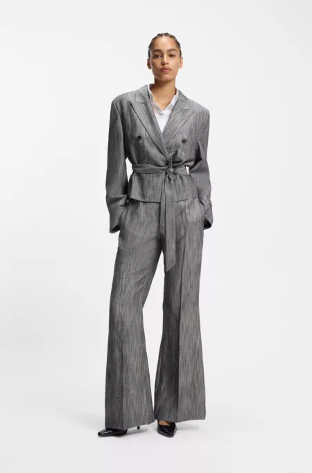 Regular-fit trousers in melange denim