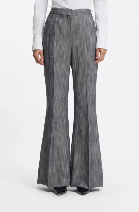 Regular-fit trousers in melange denim