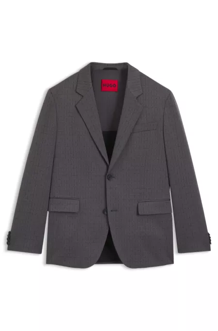 Checked modern-fit jacket in stretch cloth