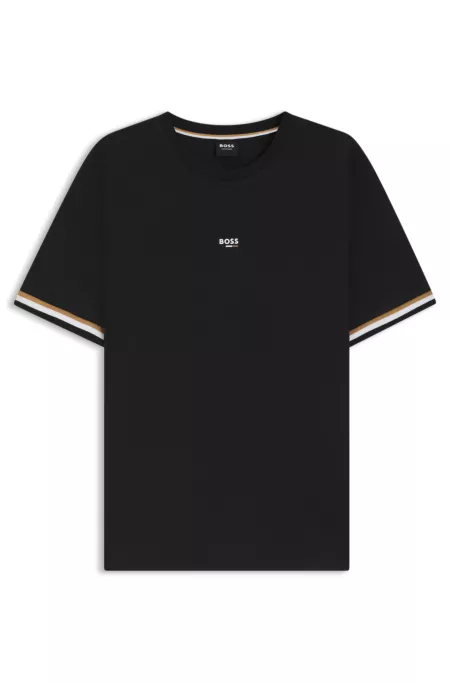 Cotton-blend T-shirt with logo and signature stripes