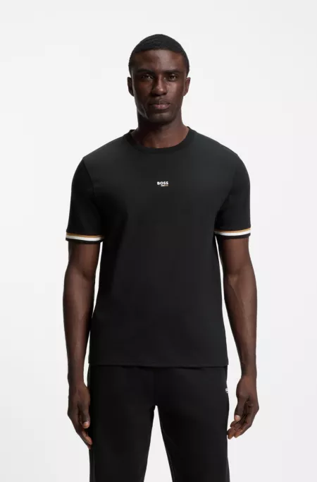 Cotton-blend T-shirt with logo and signature stripes