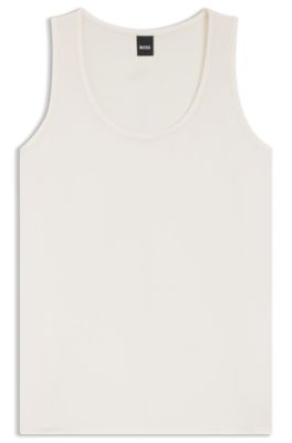 Sleeveless top in stretch silk, White