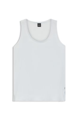 Sleeveless top in stretch silk, Light Blue