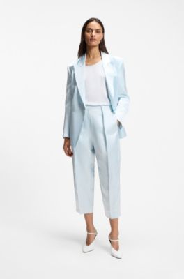 Sleeveless top in stretch silk, Light Blue