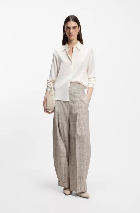 Regular-fit blouse in stretch silk