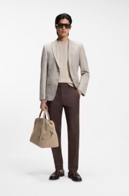 Blazer slim fit de algod&oacute;n a cuadros, Blanco