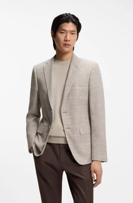 Checked slim-fit jacket in a cotton blend