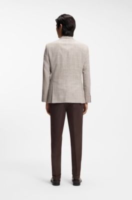 Veste Slim en coton m&eacute;lang&eacute; &agrave; carreaux, Blanc