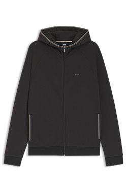 Sweat à capuche zippé en coton mélangé avec bordure contrastante