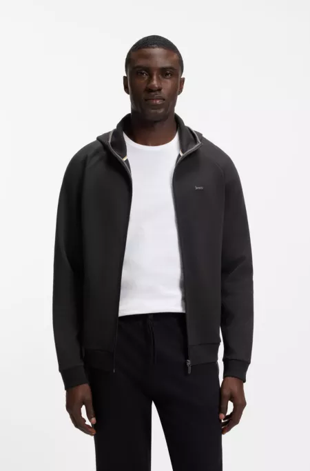Contrast-binding zip-up hoodie in a cotton blend