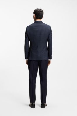 Checked slim-fit jacket in virgin wool, Light Blue