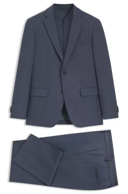 Three-piece slim-fit suit with zip waistcoat