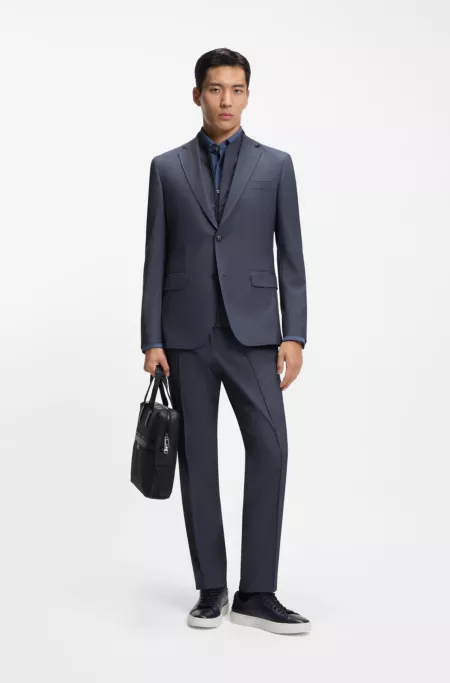 Three-piece slim-fit suit with zip waistcoat