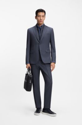 Three-piece slim-fit suit with zip waistcoat, Light Blue