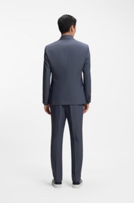 Three-piece slim-fit suit with zip waistcoat, Light Blue