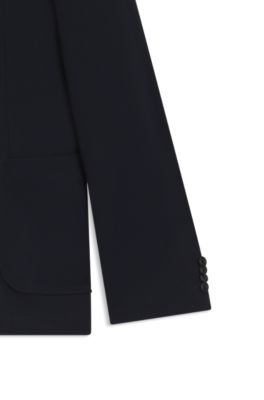Traje slim fit de dos piezas en tejido t&eacute;cnico el&aacute;stico, Azul oscuro