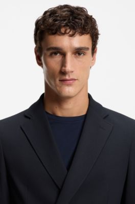 Traje slim fit de dos piezas en tejido t&eacute;cnico el&aacute;stico, Azul oscuro